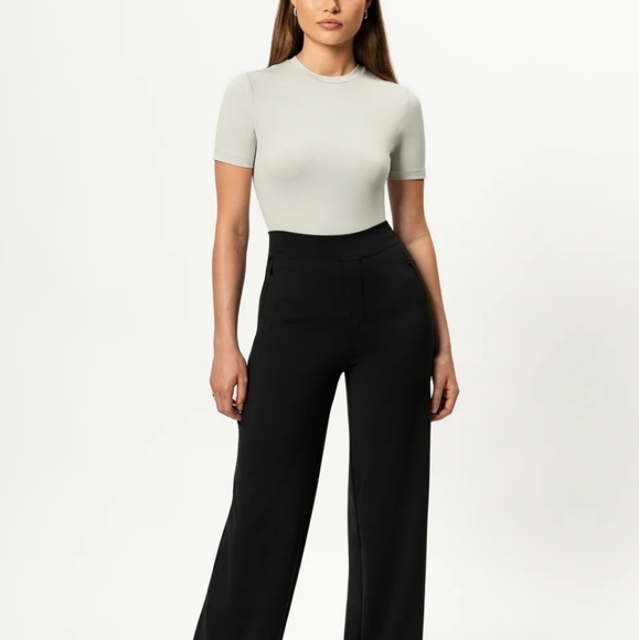 Ninepine High Waist Wide Leg Stretchy Black Pants Size Medium - Picture 5 of 8